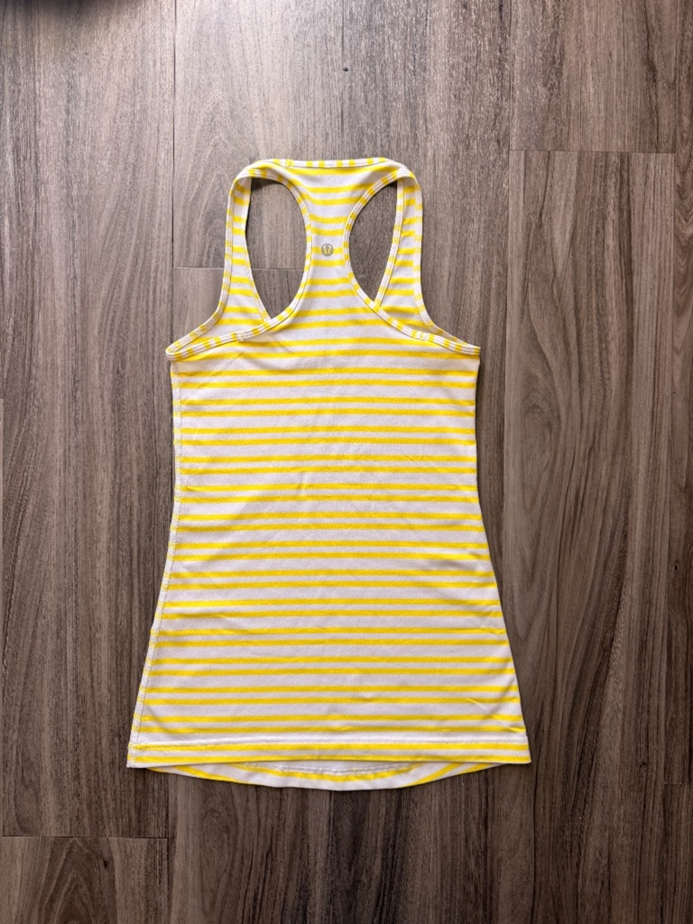 Lululemon Cool Racerback Tank Top Size 4 Yellow White Striped Workout Tank